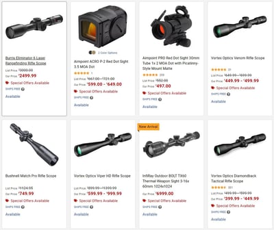 15% Off on Qualifying Optics w/Code "OPTICS0824" (Free Shipping on $100+ Orders)