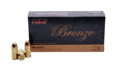 PMC Bronze 45 ACP 230 Grain FMJ - 500 Rd - $215.17 with code GUNDEALS10 