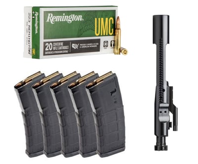 Remington .223 Remington 55 Grain HP Nickel Ammo - 100 rds + 5 PMAG & BCG Bundle - $159.95 