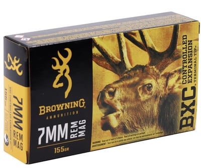 Browning BXC 7mm Rem Mag 155Gr Controlled Expansion Terminal Tip 20 Rounds - $34.99