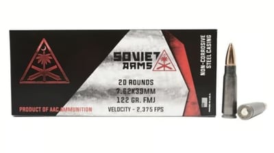AAC "Soviet Arms" 7.62x39mm 122 Grain FMJ 20rd Box Ammunition - $8.99