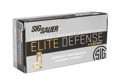 Sig Sauer V-Crown .380 ACP 90 Grain JHP Brass Cased 50 Rnd - $30.29 (Free S/H over $49 + Get 2% back from your order in OP Bucks)