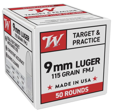Winchester 9mm FMJ 115 Gr 50/BX 20/CS 1000Rnd - $219.99 