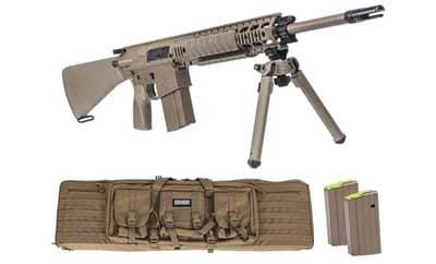 PSA Sabre AR-10 Rifle Forged 20" .308 w/ 12.5" Quad Rail, A1 Stock, Magpul Bi-Pod, 3 Mags, & Sabre Bag, FDE - $1349.99