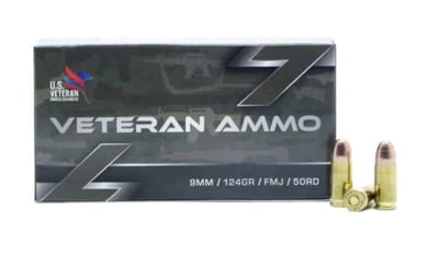 Veteran Ammo 9mm 124 Grain FMJ 1000Rnd - $219.99 