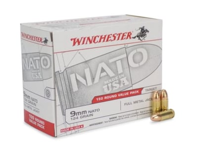 Winchester 9mm 124 Gr FMJ 750 Rnd Case - $167.19