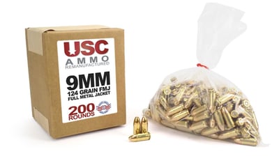 USC Ammo Reman 9mm 124 Grain FMJ (200 Round) - $38.94 