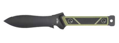 Backorder - SOG Rip Tide Fixed Blade Knife 6.5" Spine Serrated Spear Point 3Cr13 Black Powder Coat Blade TPR Overmold Handle Black/Green - $12.81 (Free Shipping on $100+ Orders)