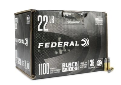 Federal Black Pack 22 LR 36 Grain Lead Hollow Point 1100 Rnd - $67.92 