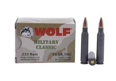Wolf Military Classic 223 Rem 55 Grain FMJ 1000 Rnd - $362.99 after code: GUNDEALS10 