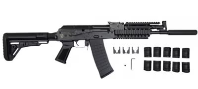 Pioneer Arms GROM Series Semi-Auto 5.56 Nato/.223 AK Style Rifle W/Telescopic Stock, Quad Rail, Faux Suppressor, & 30 Rd Mag - $649.99 