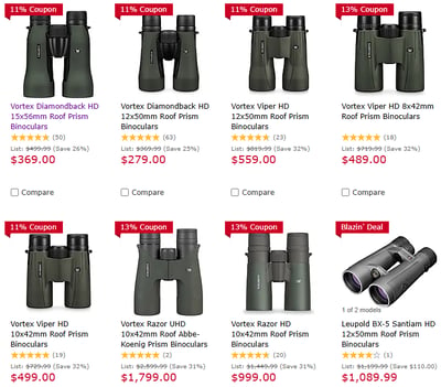 Up to 13% Off Binoculars (Free S/H over $49 + Get 2% back from your order in OP Bucks)