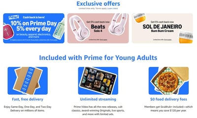 Amazon Prime 6-month trial for $0 - 18-24 year-olds and students enjoy full Prime benefits and 5% cash back* + FREE Shipping