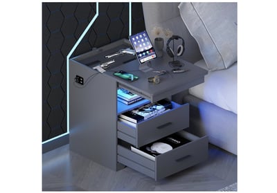 Gurexl LED Nightstand with Gun Drawer Charging Station, Auto Sensor 3 Color Dimmable - $94.29 + Free Shipping