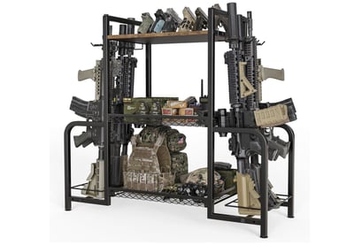 Upbci Gun Rack, Rifle Rack Stand Vertical Folding with Pistol Rack for Tactical Equipment Storage - $79.99 + FREE Shipping
