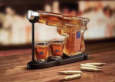 American Flag Pistol Whiskey Decanter Set 8 Oz with Two 2 Oz Glasses - $22.95 (coupon price) + FREE Shipping