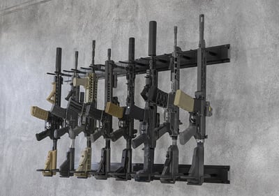 Upbci Gun Rack Wall Mount, Aluminium Alloy Gun Racks for Wall, Adjustable 4/8/12 Slot Indoor Gun Racks Securely Hold Shotguns Rifles Rack - $58.99 + FREE Shipping