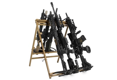 Savior Eq Portable Folding 9 Gun Free-Standing Rifle Rack, Heavy-Duty Steel Frame (RAL Tan 8000) - $94.99