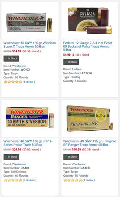 Vintage and Police Trade Ammo For Sale @ Sportsman's Outdoor Superstore (Free S/H on Firearms)