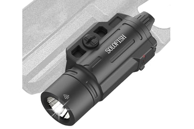 Solofish 1500 Lumens Slidable Pistol Light with Strobe/Momentary, Rechargeable Compatible with Picatinny (Not for Subcompact) - $19.99 + FREE Shipping