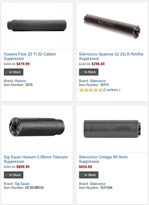 15% OFF Suppressors with Coupon Code "QUIET15" (Free S/H on Firearms)