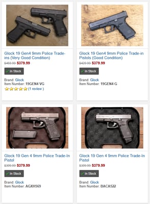 9 mm Glock Police Trade-ins For Sale @ Sportsman's Outdoor Superstore (Free S/H on Firearms)