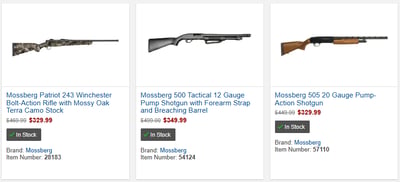 Mossberg Clearance Sale @ Sportsman's Outdoor Superstore (Free S/H on Firearms)