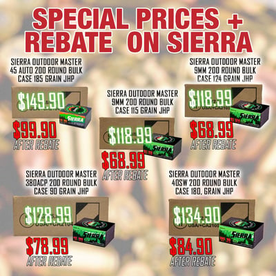 Rebate + Low Prices On Sierra Ammo - $68.99