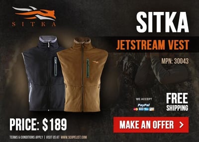 Sitka Jetstream Vest 30043 - Free Shipping on All Sitka Items - HURRY! - $99.99 (Free Shipping over $250)