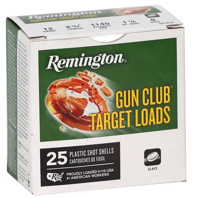 Remington Gun Club 12 Gauge 2-3/4" 8Oz 8 Shot Target Load 25 Rounds - $7.84 