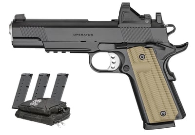 Springfield 1911 Operator AOS 45 ACP 5" 8-rd Gear Pac with Viridian RFX-11 Green Dot, Four Mags - $929.99 