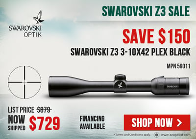 Swarovski Z3 3-10x42 Plex Riflescope Black 59011- Save $150 + Free Shipping - Markdown on All Swarovski Z3 Rifle Scope