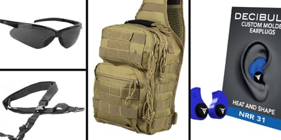 Tactical Gift Box Shoulder Sling Utility Bag - Tan + Decibullz Custom Molded Earplugs - Blue + Walker's, - $44.99