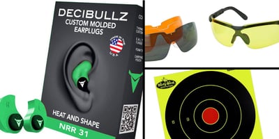 Tactical Gift Box Walker's Glasses, 3 Colo Lens Kit + Decibullz Green + Birchwood Casey, Dirty Bird 8" Target- $38.99