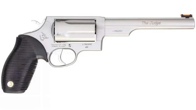 Taurus Judge Single/Double 45 Colt/410ga 6.5" Black Ribber Grip Stainless 5rd - $448.82