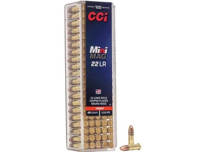 CCI Mini-Mag High Velocity 22LR Ammo 40 Grain Plated Lead Round Nose - $10.99 (Free Shipping on $100+ Orders)