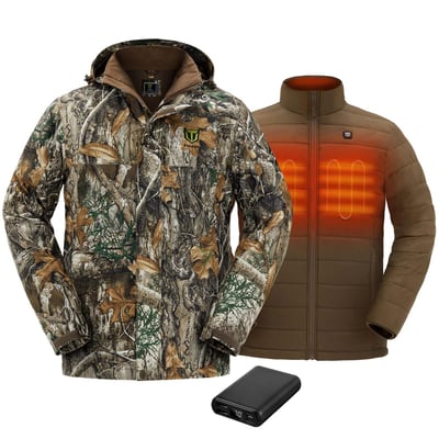 TideWe Men's 3-in-1 Heated Jacket with Battery Pack, Winter Coat Set with Inner Jacket Next Camo G2 - $109.99 + Free S/H