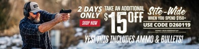 Get $15 Off $150 with coupon code "D260119" @ natchez Shooting & Outdoors