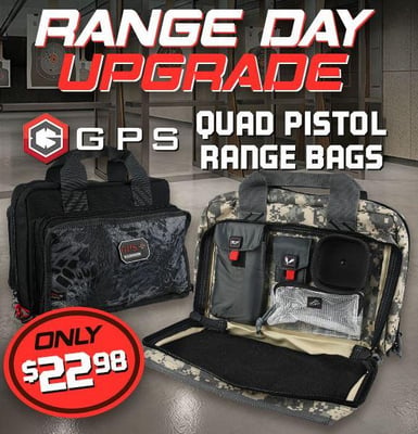 Range Day Upgrade: $22.98 GPS Quad Pistol Range Bags! (Free S/H over $25)