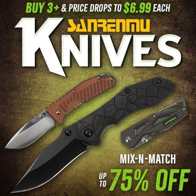 Sanrenmu Factory direct knife deals: Buy 3 or more & the price drops to $6.99 each! @Field Supply (Free S/H over $25)