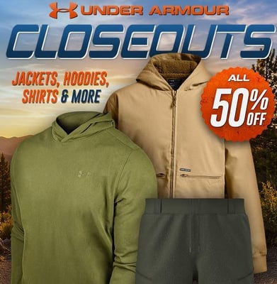 Under Armour 50% Off Closeout Deals! All 50% Off! (Free S/H over $25)