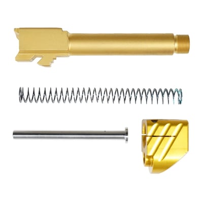 Upgrade Your Glock Kit: Davidson Defense Glock Compensator 6061 Aluminum, Anodized Type 2 Gold Single port comp 1/2x28 with clamping set screws + Match Grade - Glock 19 Threaded - Gold Titanium Nitride PVD - $144.99 (FREE S/H over $120)