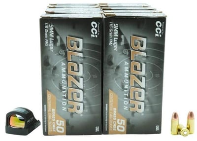BUNDLE DEAL: Holosun 507C Green Dot Pistol Sight and 500 Rounds of Ammo - $409.99
