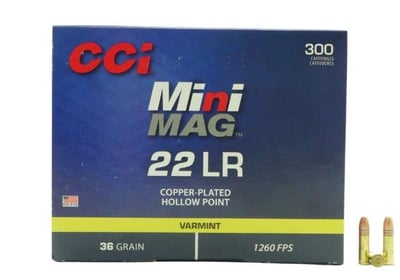 CCI Mini Mag 22 Long Rifle 36 Grain CPHP 100 Rounds - $9.28 