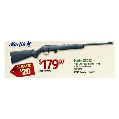 Marlin XTR22 .22 LR 22" barrel 7 rnd - $179.97 (Valid on Black Friday 2013 in-store only) (Free S/H over $50)