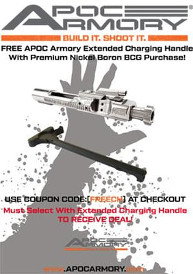 FREE Extended Latch Charging Handle With Purchase Of APOC Armory Premium Nickel Boron BCG (FREE SHIPPING) - $139.95