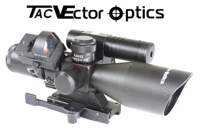 Vector Optics 2.5-10x40 Rifle Scope & Green Laser Sight & Red Dot Scope & Scope Mount Ring Combo