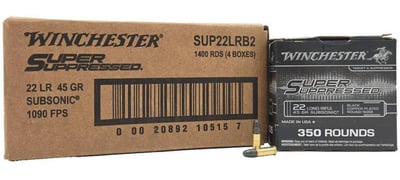 Winchester 22LR 45GR Subsonic 1090 FPS Ammunition 1400 Rd - $99.99 