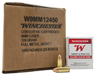 Winchester Target & Practice 9mm Luger 124gr FMJ 1000 Rd Box - $249.99 + Free Shipping