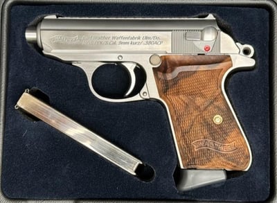 Walther PPKs Stainless Steel 3.35" BBL 7+1 380 ACP + Walnut Grip + Premium Felt Lined Case - 2 Left At $755 + FREE Hornady One-Gun Safe! (Click Email For Price) + $19.95 S/H 
